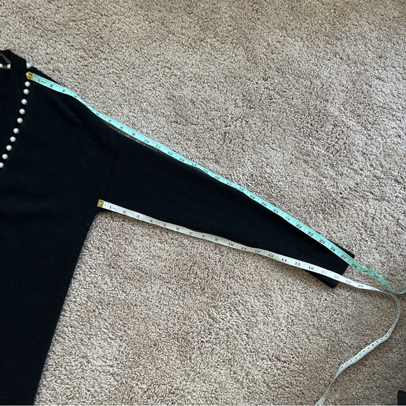 C By Bloomingdale's Black Pearl Embellished Open Front Cashmere Cardigan Small - Picture 12 of 14